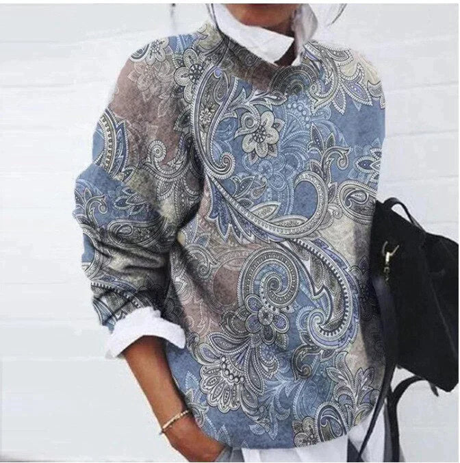 Refined Sweater with Print - Sienna-Blue-S-The Livary