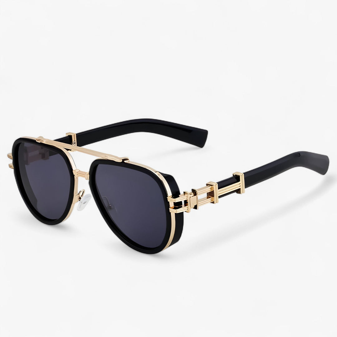 Oversized steampunk sunglasses with polarized lenses – Arclight-Black-The Livary