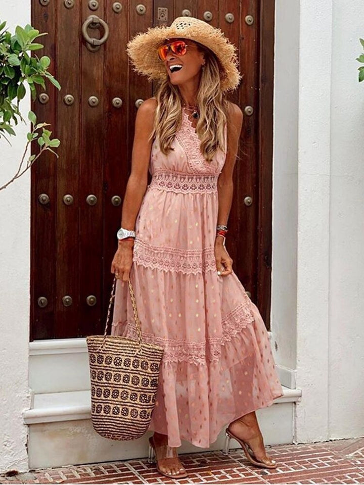 Boho Ibiza Dress - Solana-Pink-S-The Livary