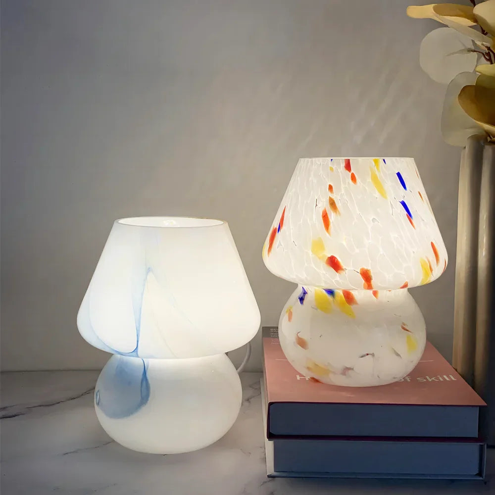 Aesthetic Glass Mushroom Lamp - LumiMush-Colored dots-The Livary