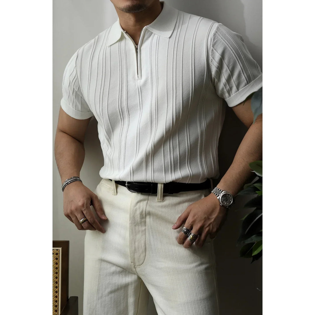 Slim Fit Men's Polo Shirt with Zip – Fabrizio-White-S-The Livary