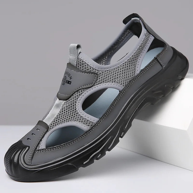 Breathable & Stylish Mesh Sandals for Men - Leon-Gray-6-The Livary