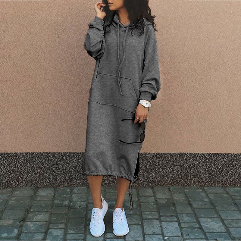 Long Hoodie with European and American Influences - Felina-Black-S-The Livary