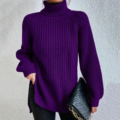 Roll-neck jumper for women - Velmora-Purple-S-The Livary