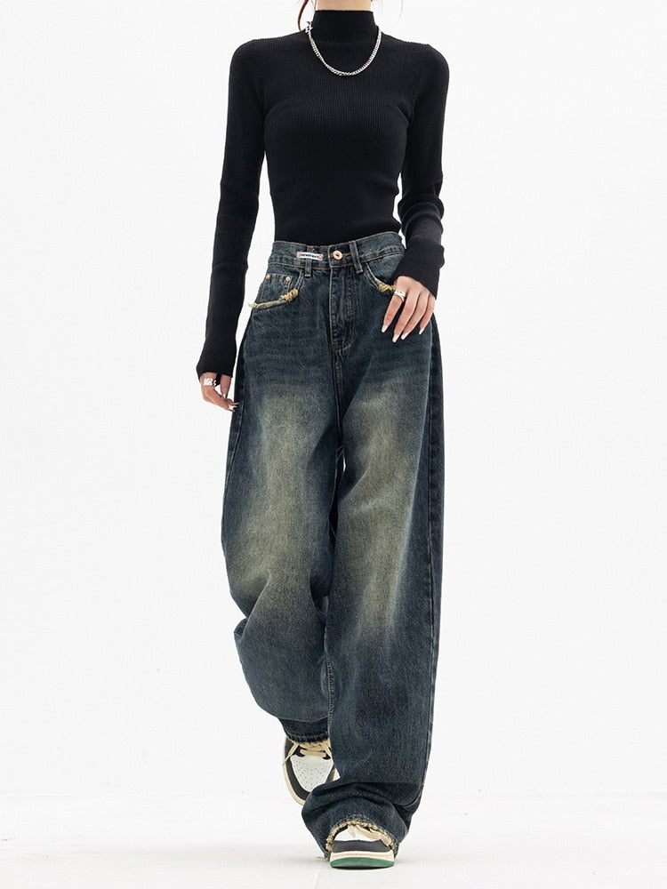 Y2K Vintage Baggy Women's Jeans - Luna-Blue grey-S-The Livary