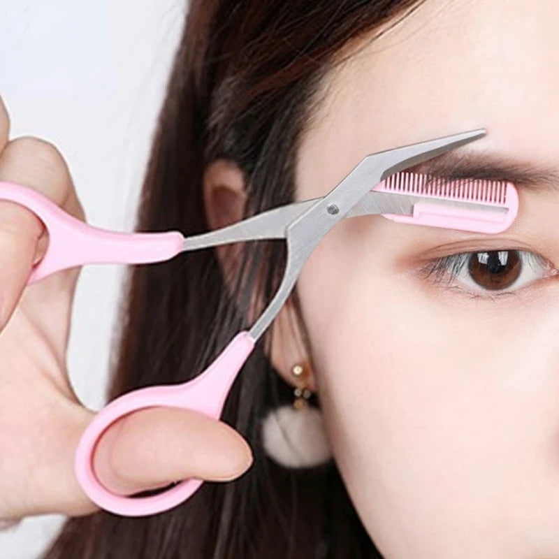 Eyebrow scissors with comb – TrimLuxe-Pink-The Livary