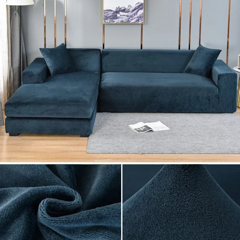 Stretch Velvet Sofa Cover with Luxury Finish - Sofina-Dark blue-1 Zit (90-140CM)-The Livary