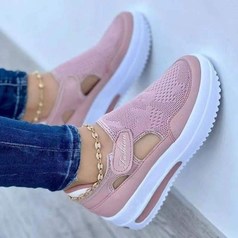 Ladies Breathable Mesh Sneakers – Liana-Pink-2.5-The Livary