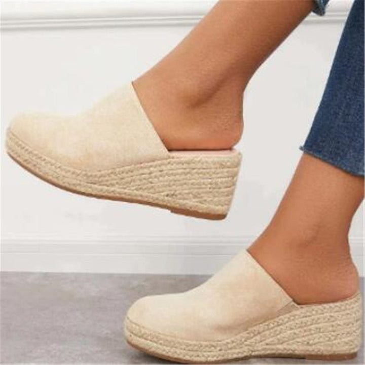 Retro Chic Wedge Sandals - Vera-Beige-4.5-The Livary
