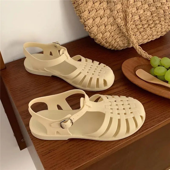 Trendy platform sandals in Korean style for women - Alina-Apricot-3-The Livary
