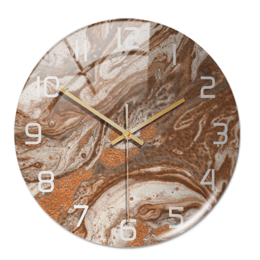 Stylish Wall Clock with Marble Texture - MarbleTime-Brown Copper-The Livary