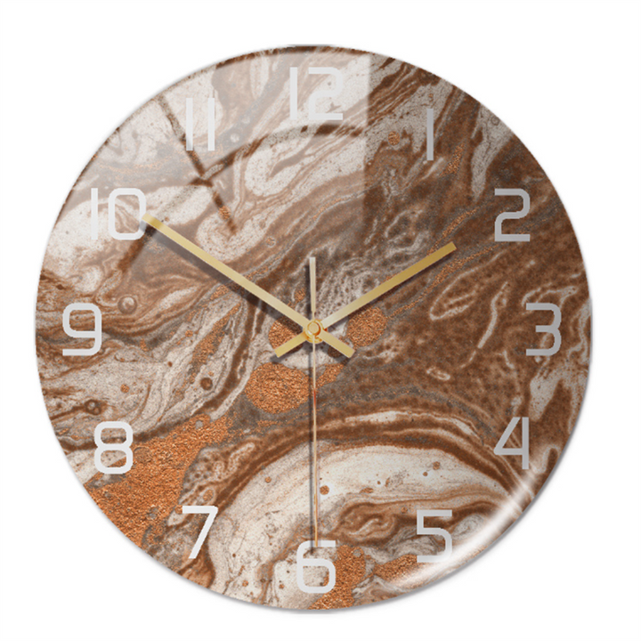 Stylish Wall Clock with Marble Texture - MarbleTime-Brown Copper-The Livary