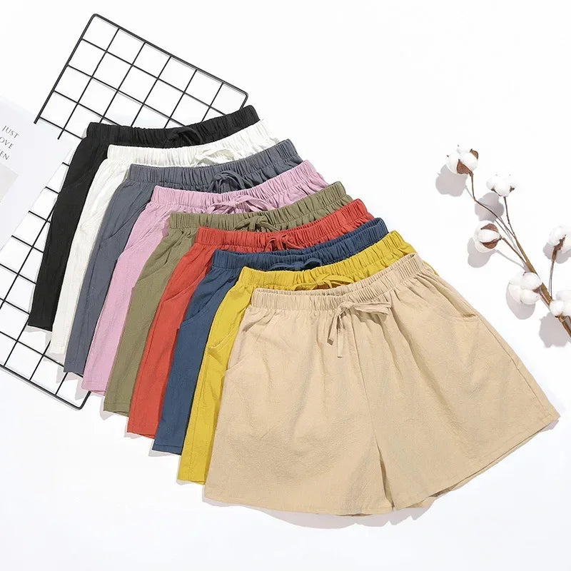Lightweight Women’s Linen Shorts with High Waist and Sporty Fit – Fenja-Apple green-S-The Livary