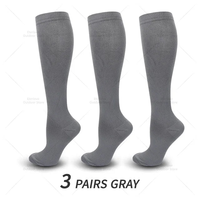 3 Pairs of Knee-High Compression Socks - FitSupport-3 pairs grey-S-M (2.5-5)-The Livary