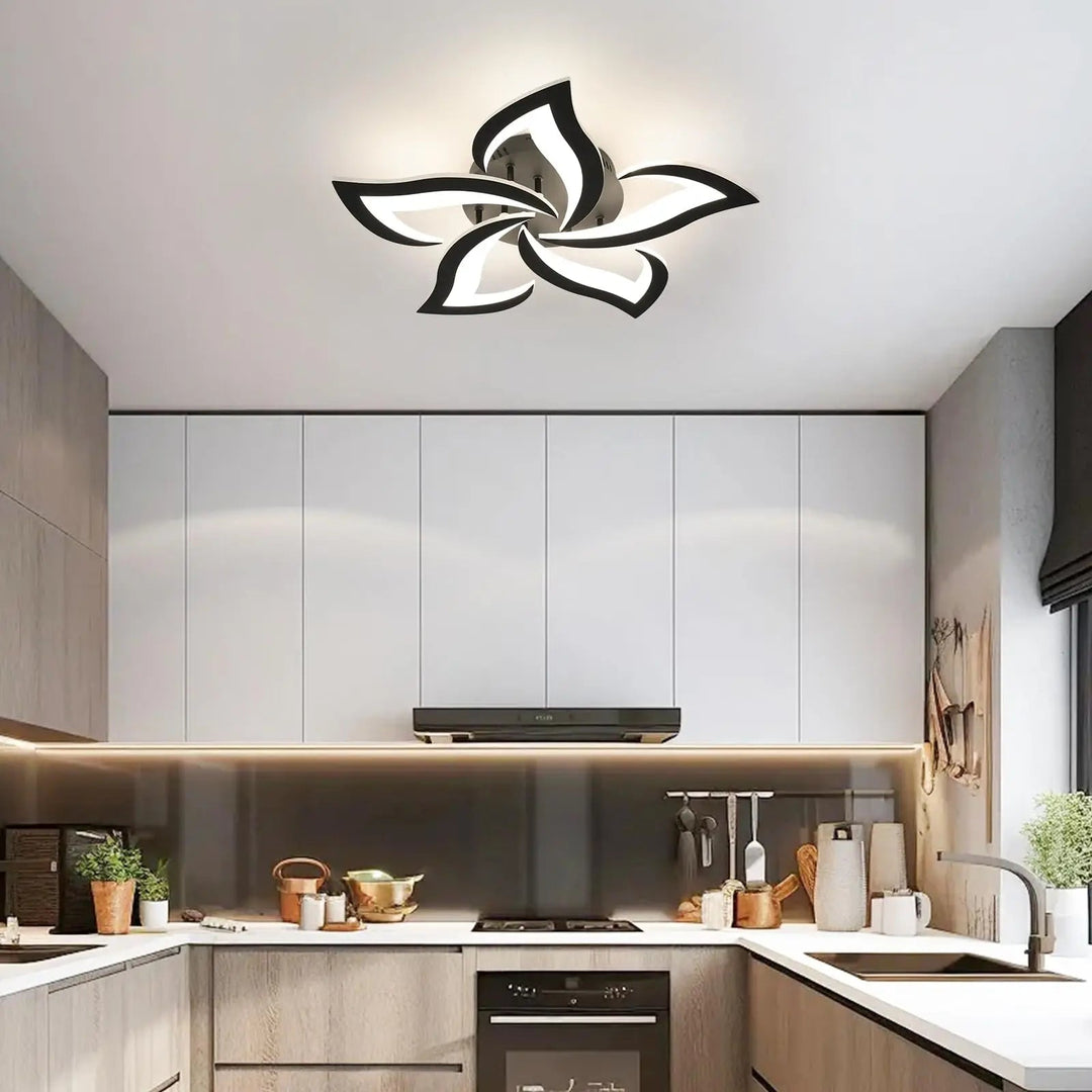 Modern Acrylic Chandelier with Remote Control - Lunora-Black-The Livary
