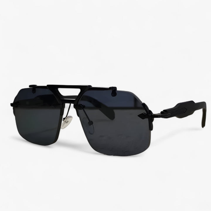 Randless oversized sunglasses with metal accents – Vexor-Black Grey-The Livary