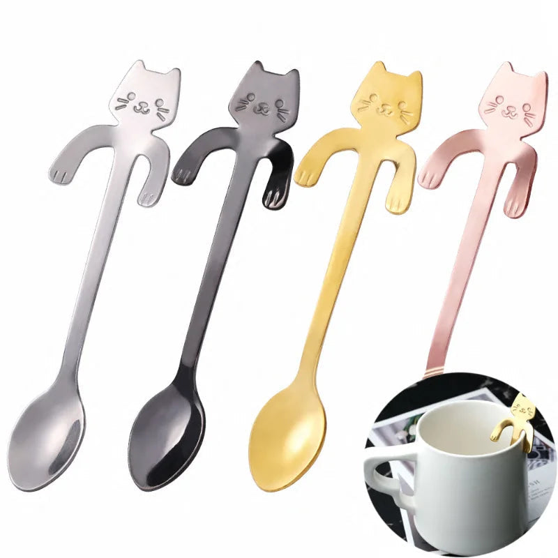 Mini Cat Spoon in Stainless Steel - Whiskra-Gold-The Livary