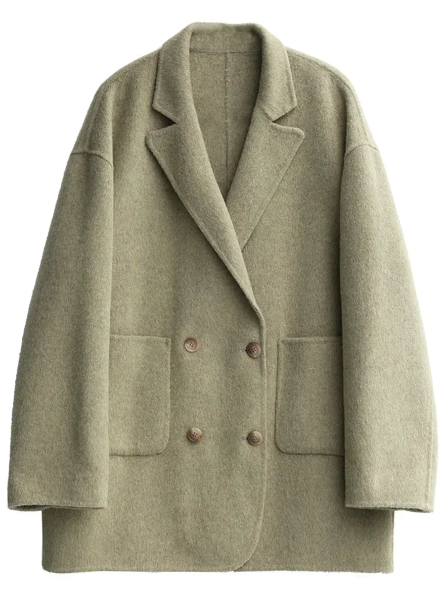 Luxury Wool Women's Coat - Aurora-Green Banana-S-The Livary