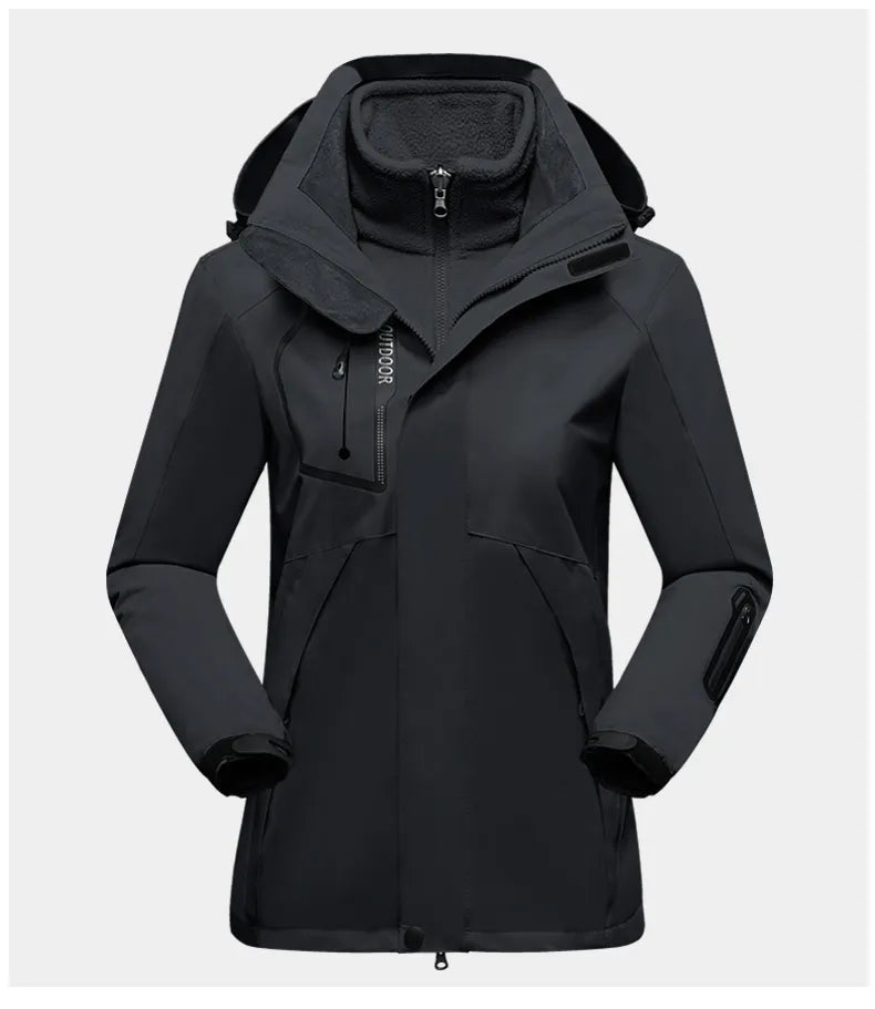 3-in-1 Outdoor Protective Jacket for Women - Luna-Black-M-The Livary
