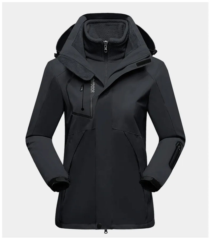 3-in-1 Outdoor Protective Jacket for Women - Luna-Black-M-The Livary
