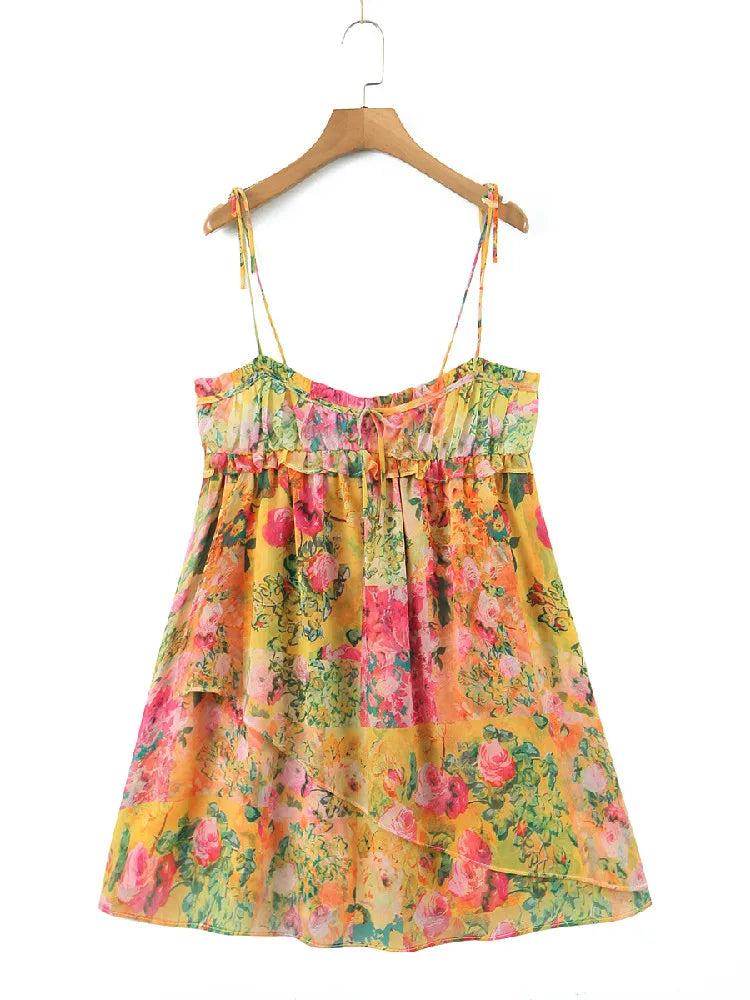 Backless Bohemian Mini Dress with Floral Print – Juliette-S-The Livary