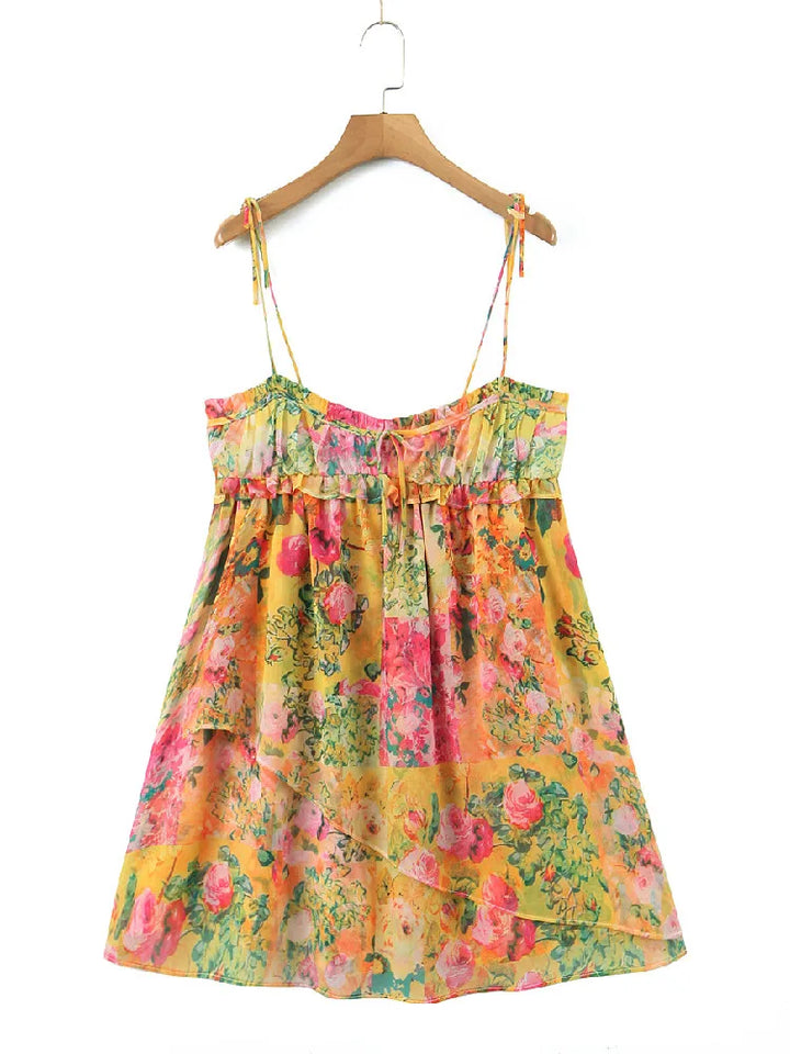 Backless Bohemian Mini Dress with Floral Print – Juliette-S-The Livary