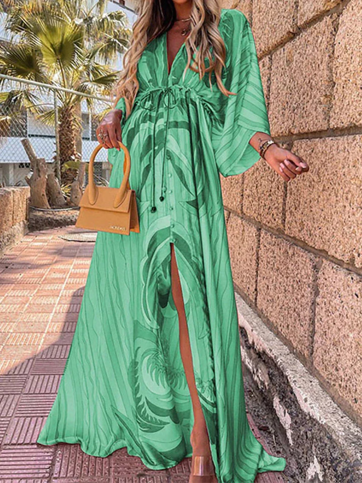 Stylish Beach Dress with Print - Zamara-Green-S-The Livary