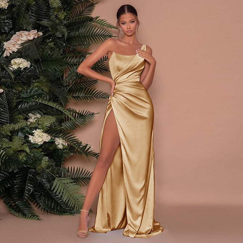 Stylish Maxi Dress - LuxeSilk-Gold-S-The Livary