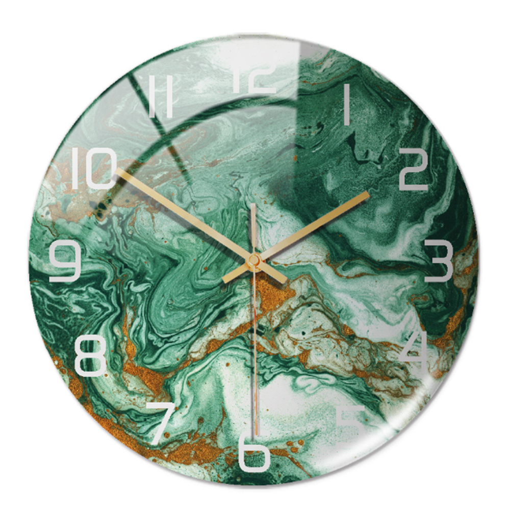Stylish Wall Clock with Marble Texture - MarbleTime-Green-The Livary