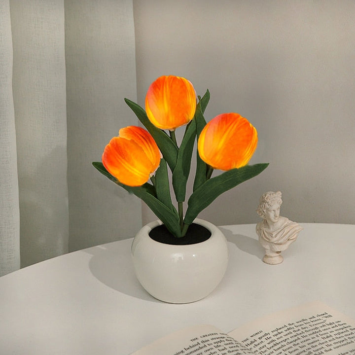 Tulip Night Lamp - LumiTulip-3 Orange-Batteries-The Livary