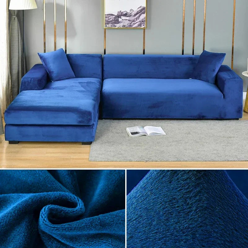 Stretch Velvet Sofa Cover with Luxury Finish - Sofina-Blue-1 Zit (90-140CM)-The Livary
