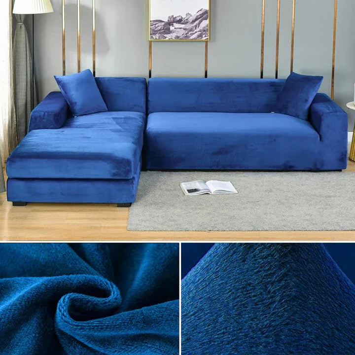 Stretch Velvet Sofa Cover with Luxury Finish - Sofina-Blue-1 Zit (90-140CM)-The Livary