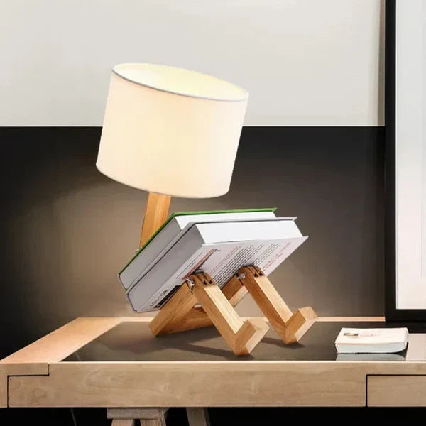 Wooden Table Lamp with Book Holder - RutanFlex