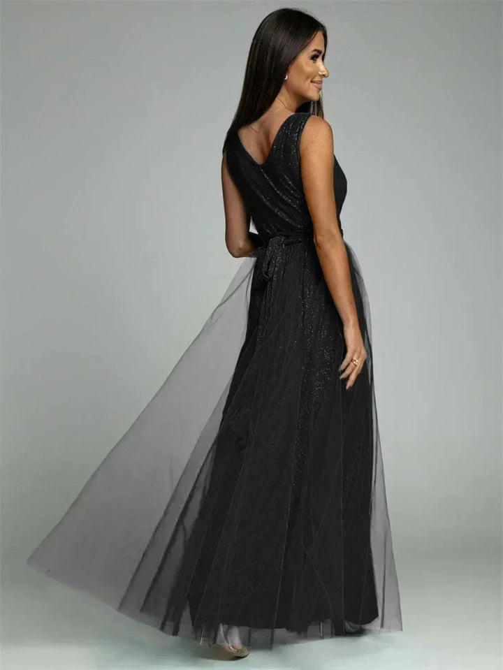 Stylish V-Neck Dress - Mindy-Black-S-The Livary