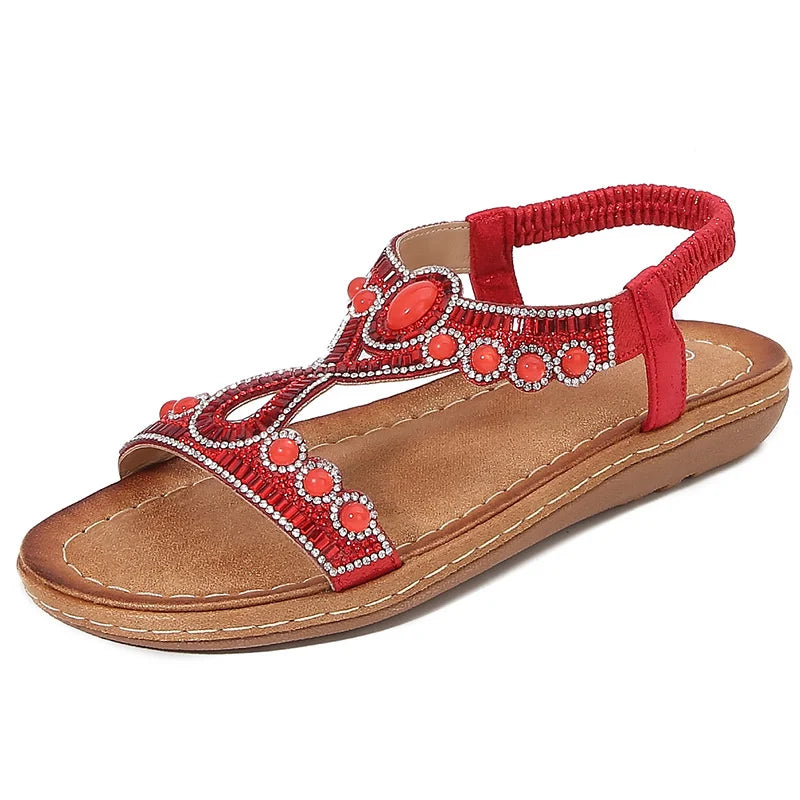 Fashionable women's sandals with rhinestones and glitter – summer shoes for parties and leisure.-Silver-3.5-The Livary