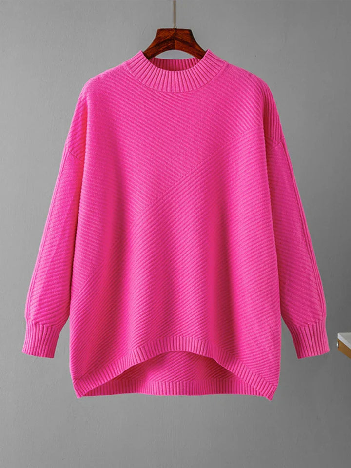 Classic Knitted Women's Sweater - Evelina-Pink-The Livary