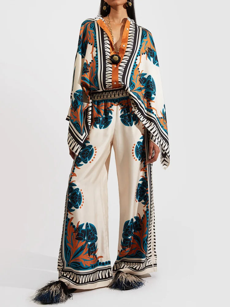 Two-piece Women's Linen Streetwear Set with Ethno Print – Samira-White-S-The Livary