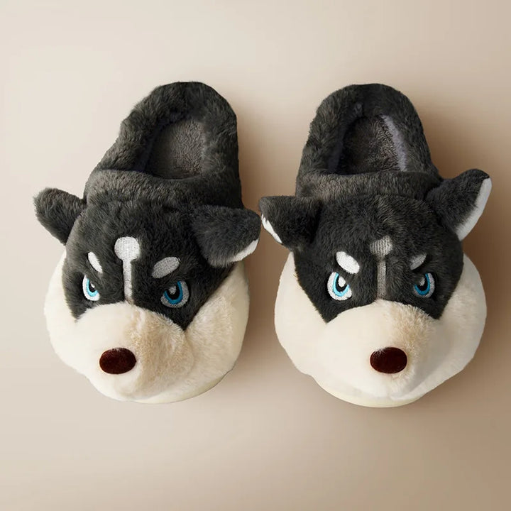 Cute Husky Ladies Slippers – Novi-Dark Grey High-5-6-The Livary