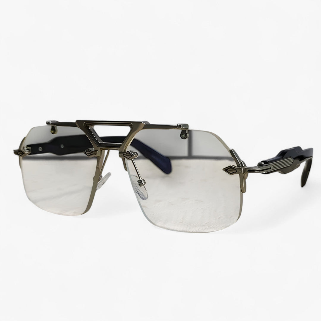 Randless oversized sunglasses with metal accents – Vexor-Transparent Silver-The Livary