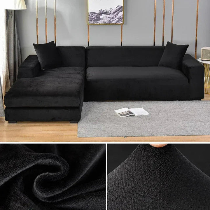 Stretch Velvet Sofa Cover with Luxury Finish - Sofina-Black-1 Zit (90-140CM)-The Livary