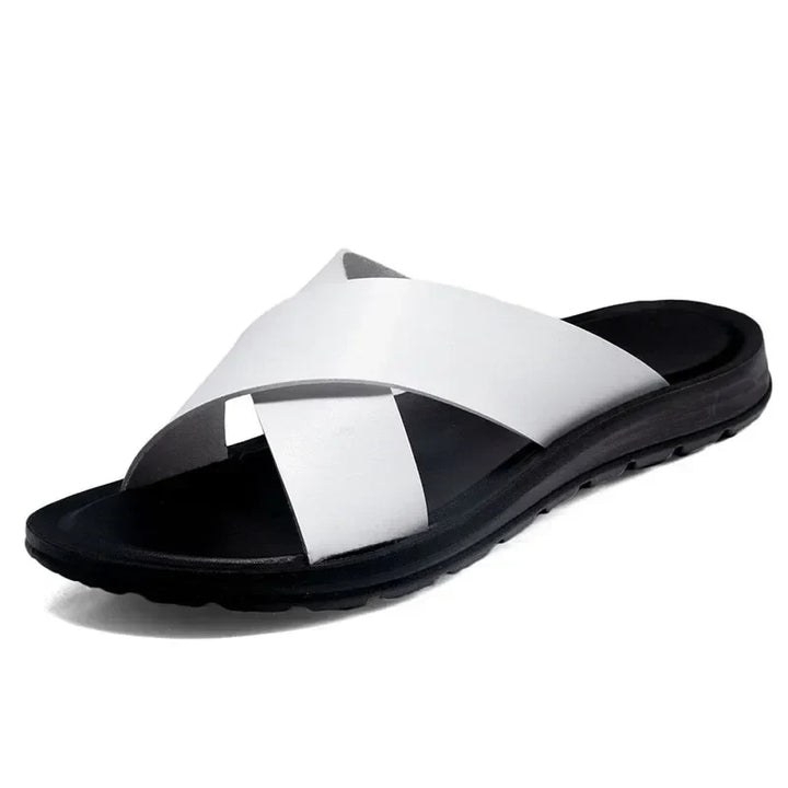 Italian men's leather sandals – Lorenzo-White-6-The Livary