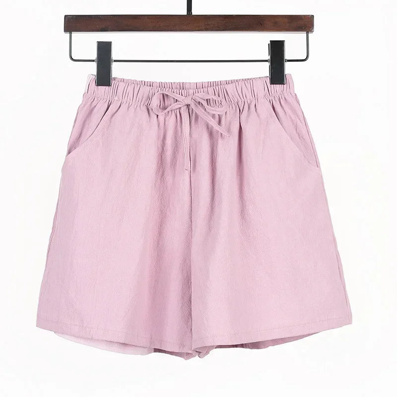 Lightweight Women’s Linen Shorts with High Waist and Sporty Fit – Fenja-Pink-S-The Livary