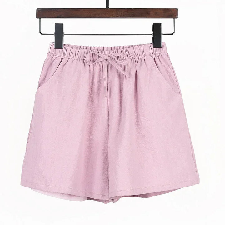 Lightweight Women’s Linen Shorts with High Waist and Sporty Fit – Fenja-Pink-S-The Livary