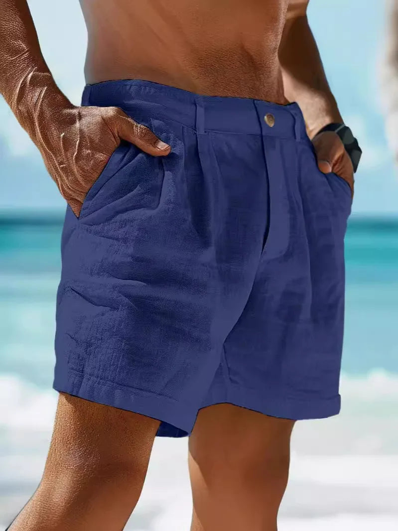 Airy linen summer shorts for men – Jonas-Dark blue-S-The Livary