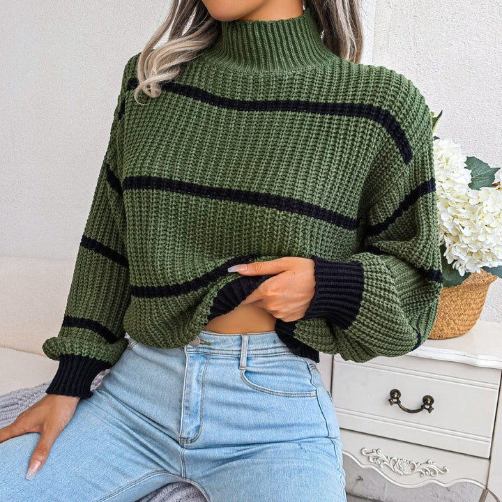 Casual Ribbed Roll Neck - Elara-Olive green-S-The Livary