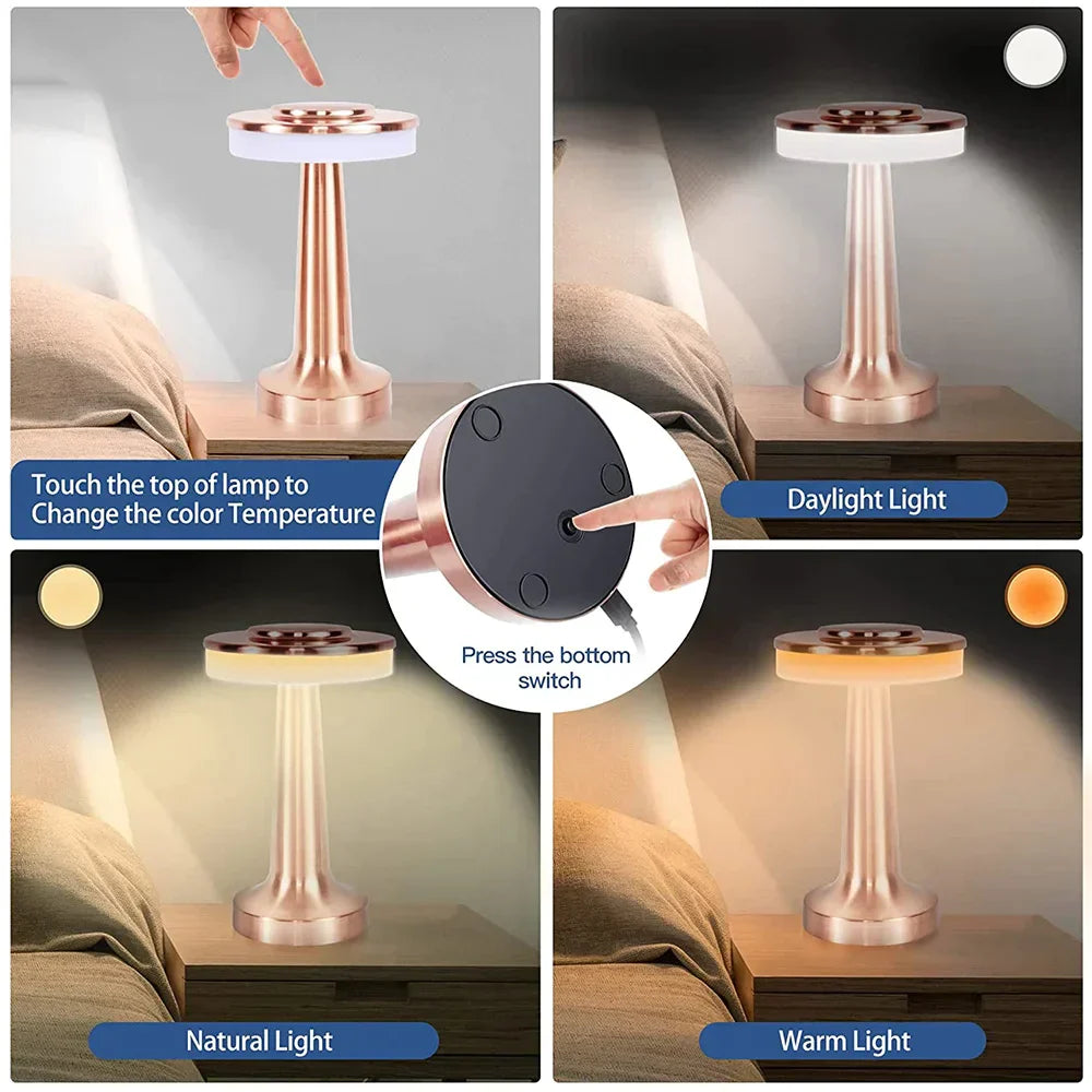 Classic Wireless Portable LED Table Lamp - LumiCrest-Silver-The Livary