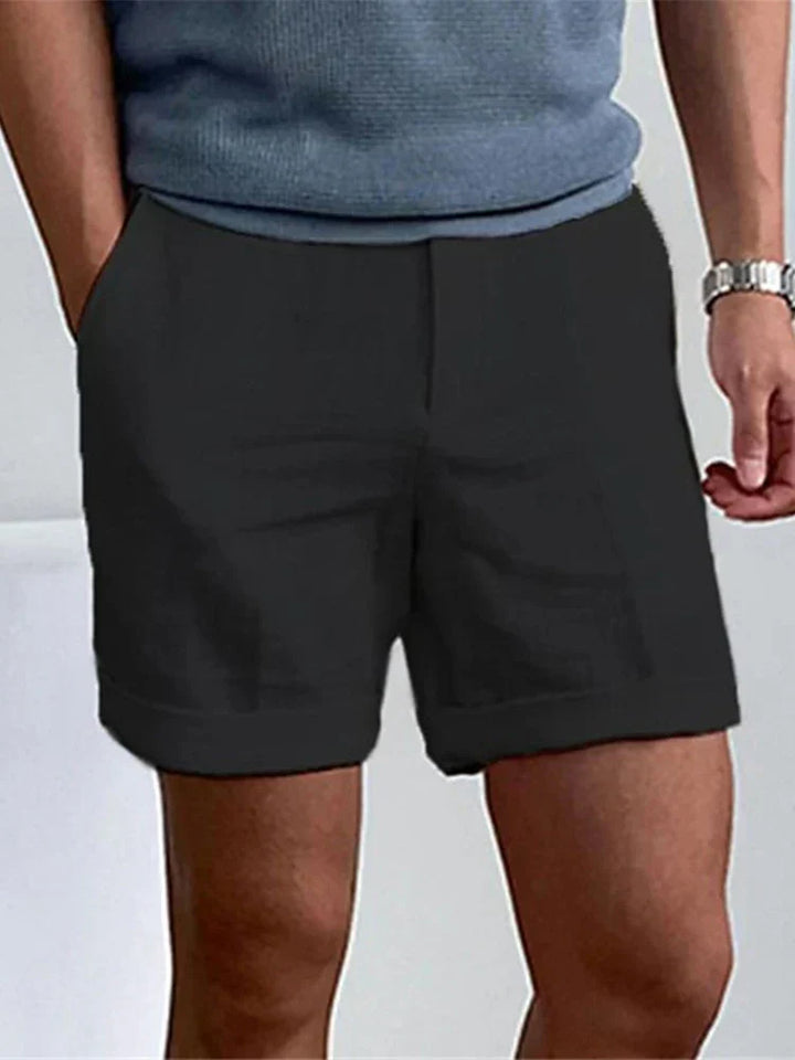 Light men's summer shorts made of linen with a relaxed fit - Jorin-Black-S-The Livary