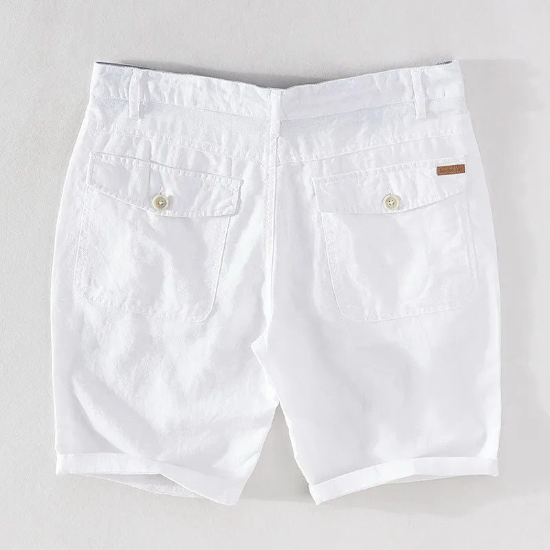 Men's linen-cotton summer shorts with button closure - Sandro-Black-S-The Livary