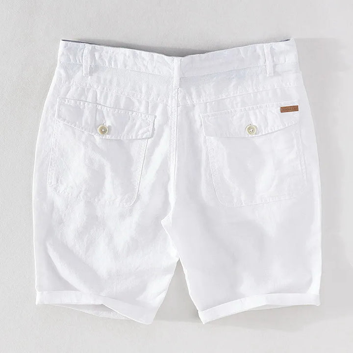 Men's linen-cotton summer shorts with button closure - Sandro-Black-S-The Livary
