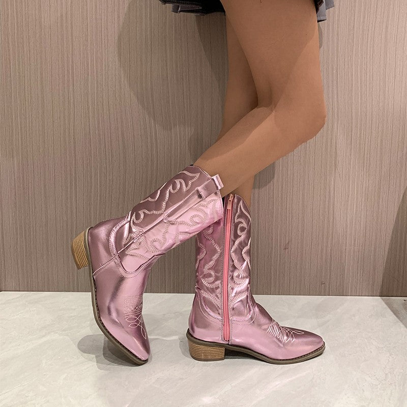 Metallic Cowboy Boots - Aurora-Pink-5-The Livary